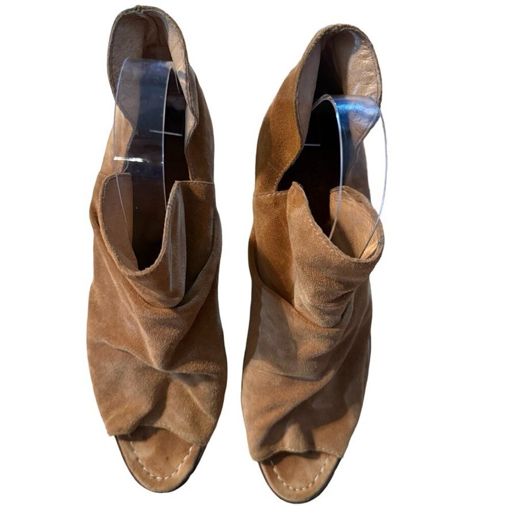 Sundance Suede Leather Open Toe Ankle Booties Chunky Heel Shoes Boots 40 9 / 9.5 - Picture 7 of 16
